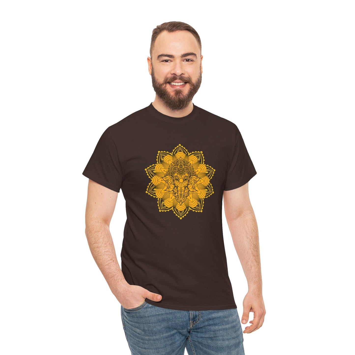 Unisex Heavy Cotton Tee-Ganesha Mandala