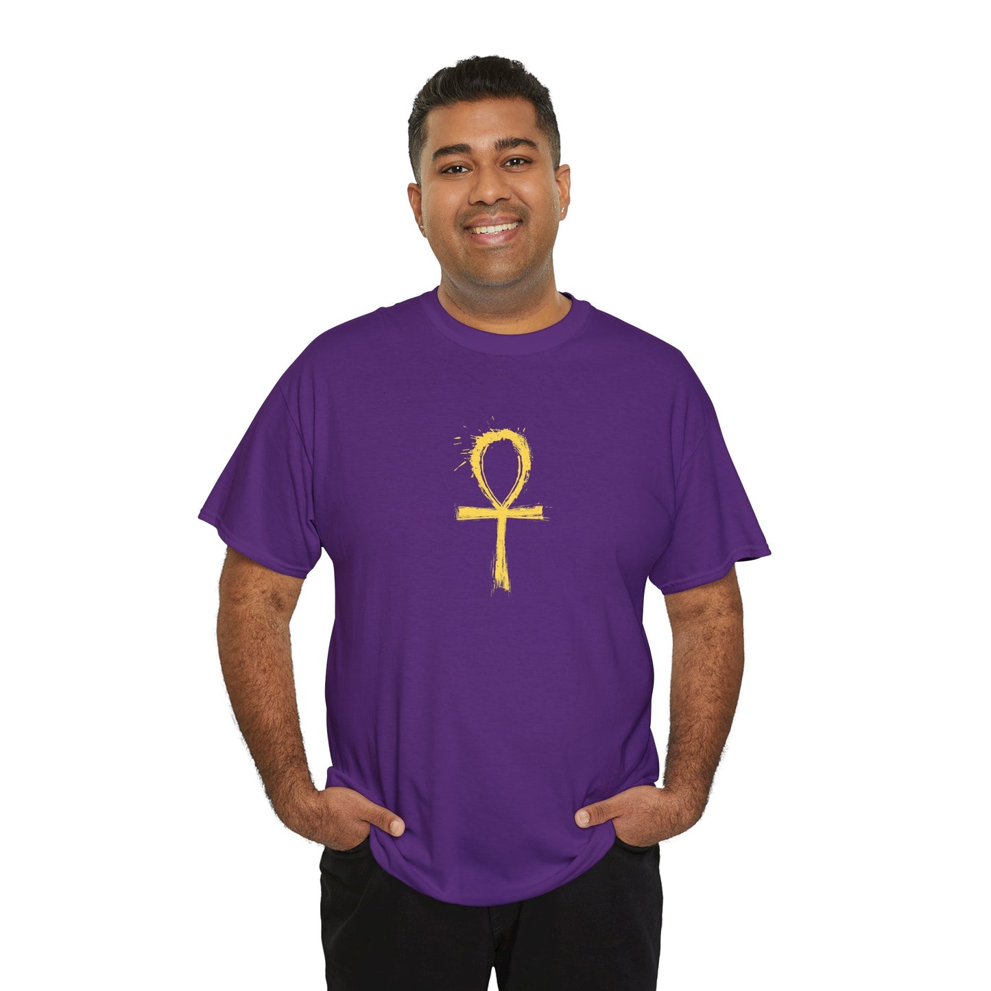Unisex Heavy Cotton Tee-Golden Ankh