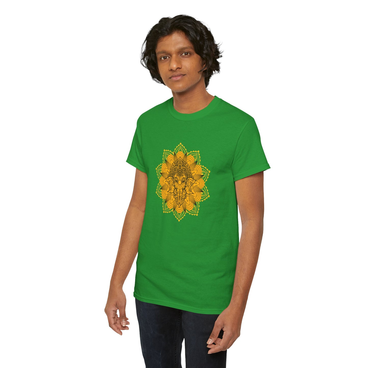 Unisex Heavy Cotton Tee-Ganesha Mandala