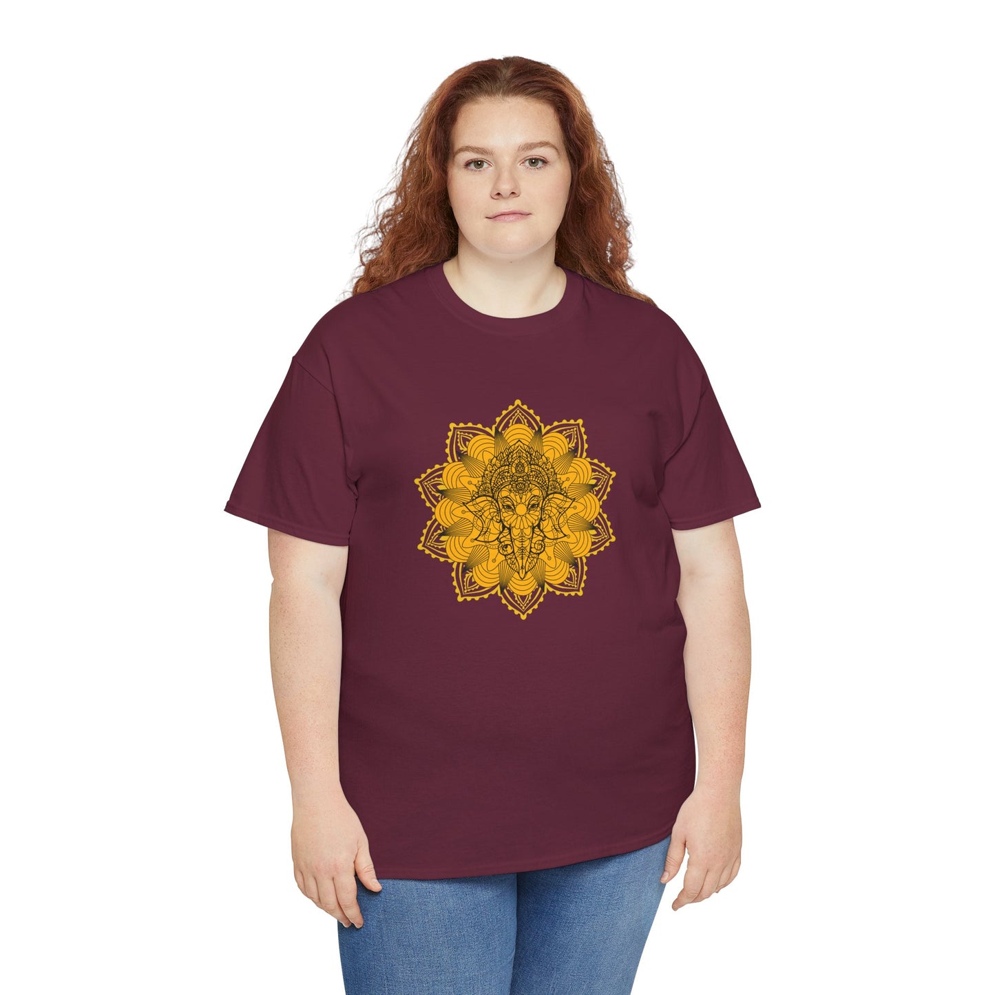 Unisex Heavy Cotton Tee-Ganesha Mandala
