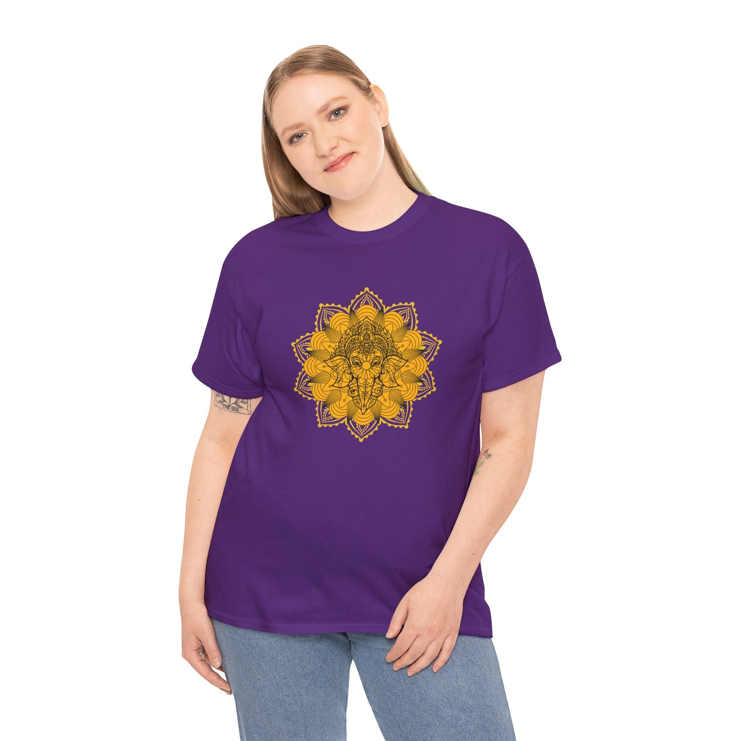 Unisex Heavy Cotton Tee-Ganesha Mandala