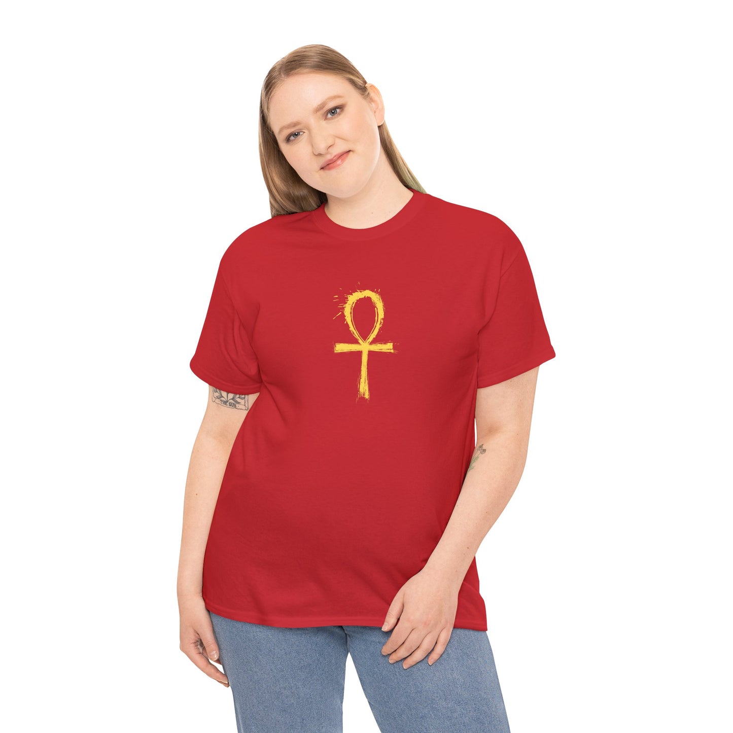 Unisex Heavy Cotton Tee-Golden Ankh