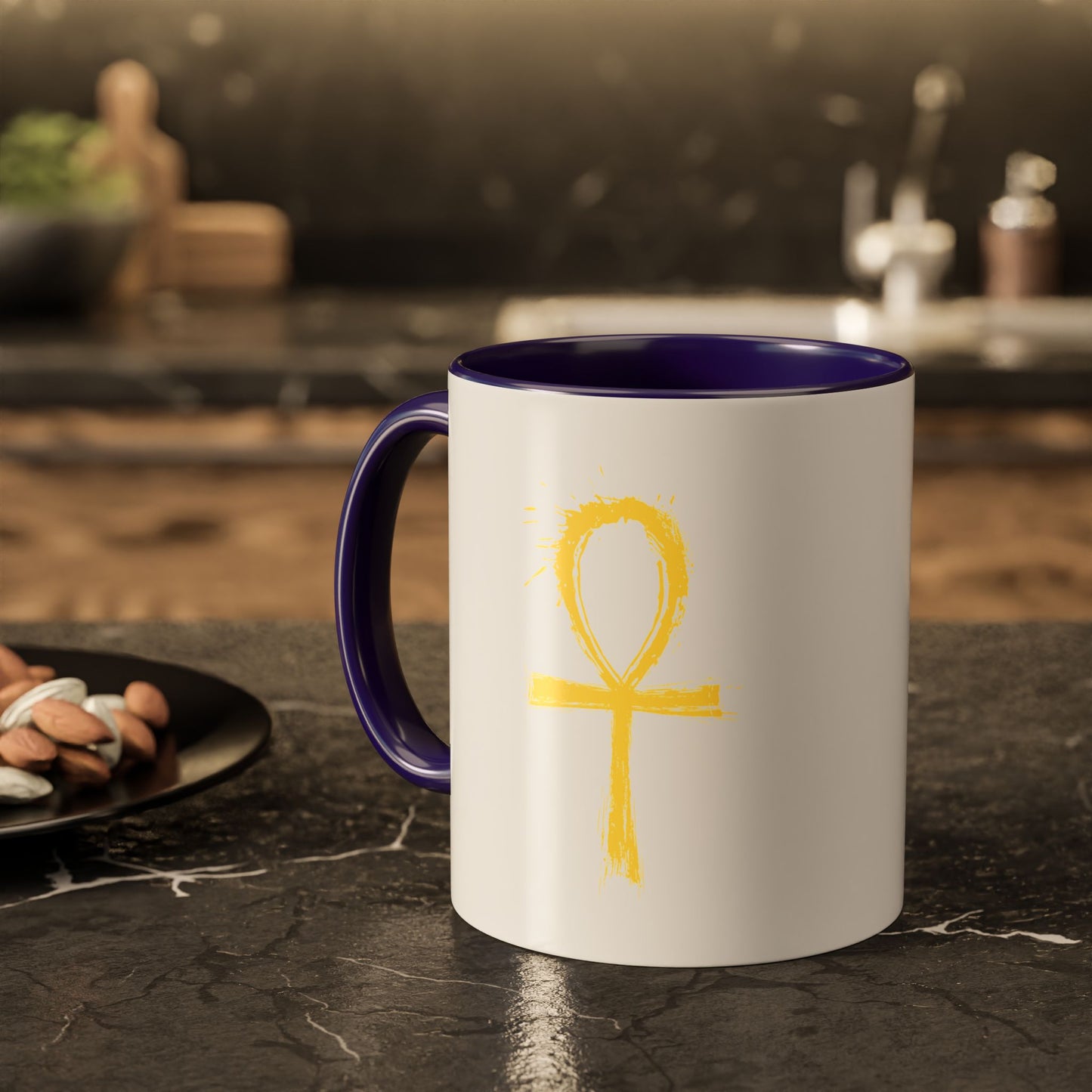 Colorful Mugs, 11oz-Golden Ankh
