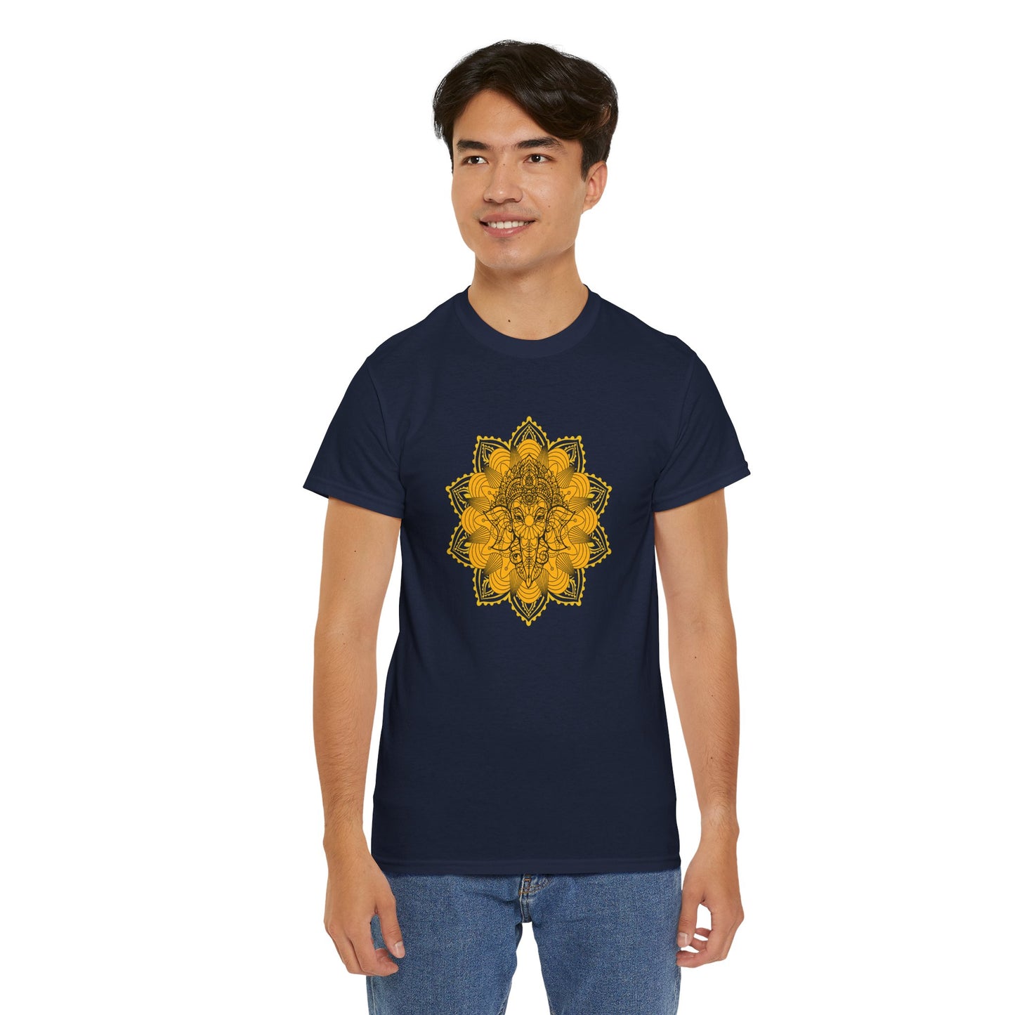 Unisex Heavy Cotton Tee-Ganesha Mandala