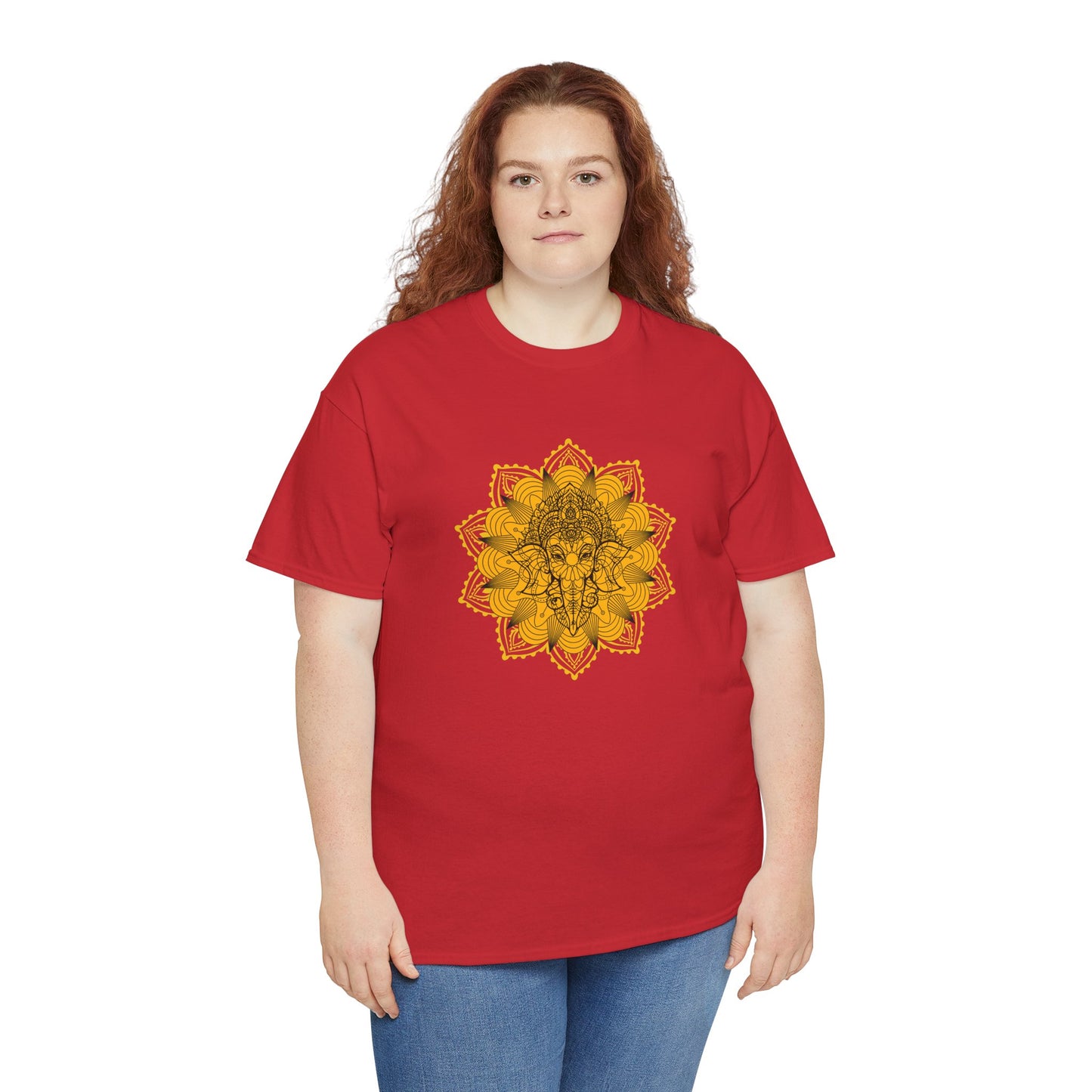 Unisex Heavy Cotton Tee-Ganesha Mandala