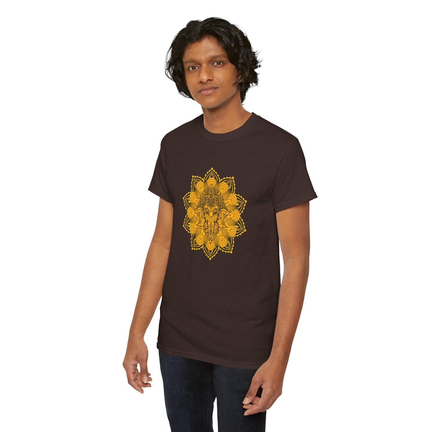 Unisex Heavy Cotton Tee-Ganesha Mandala