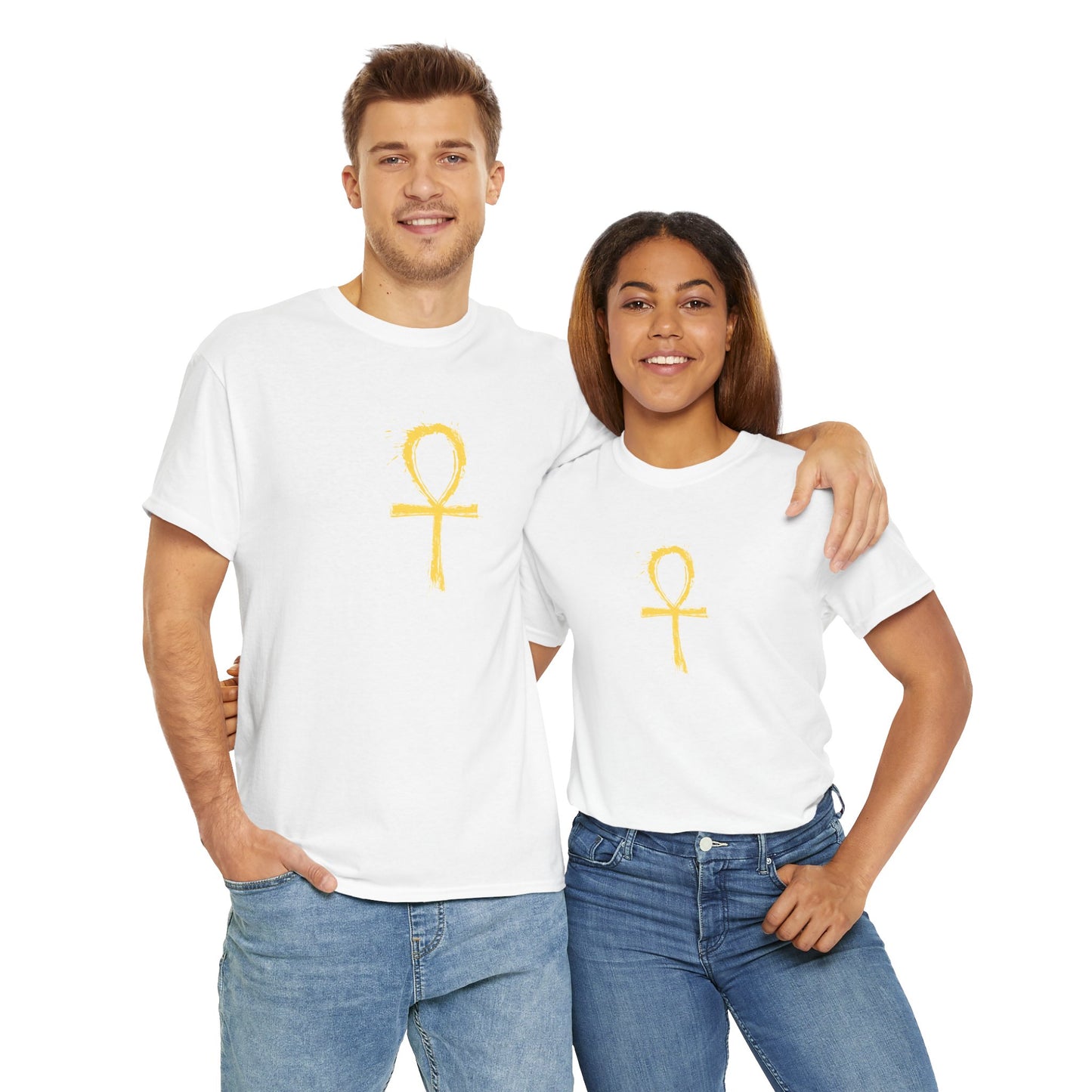Unisex Heavy Cotton Tee-Golden Ankh