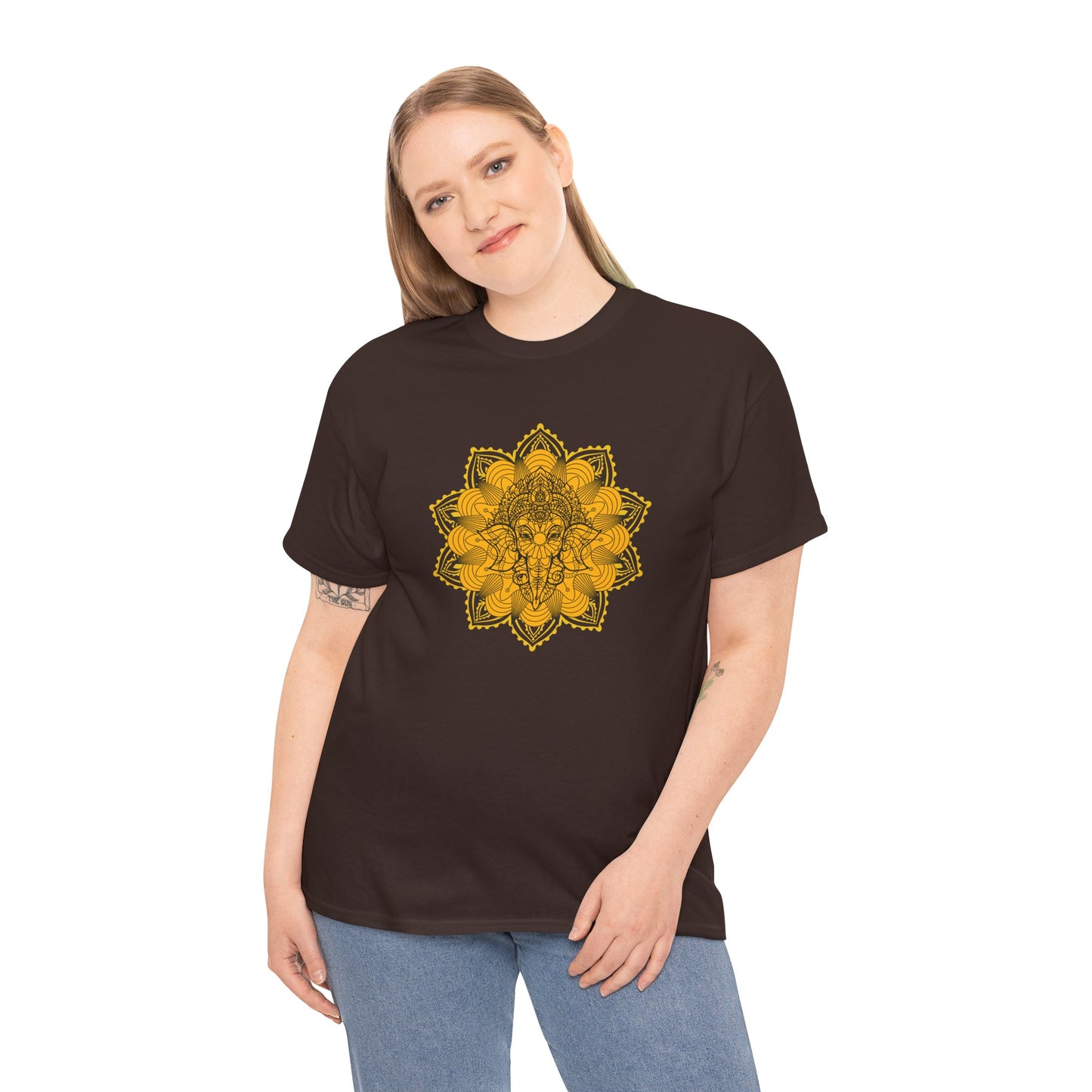 Unisex Heavy Cotton Tee-Ganesha Mandala