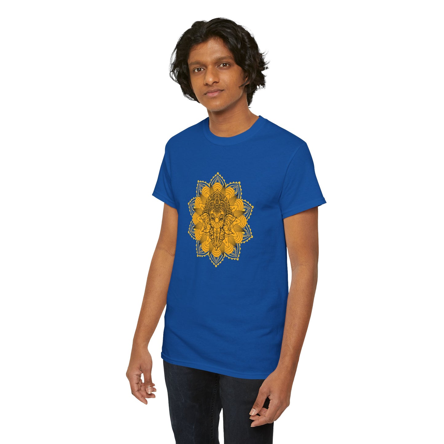Unisex Heavy Cotton Tee-Ganesha Mandala