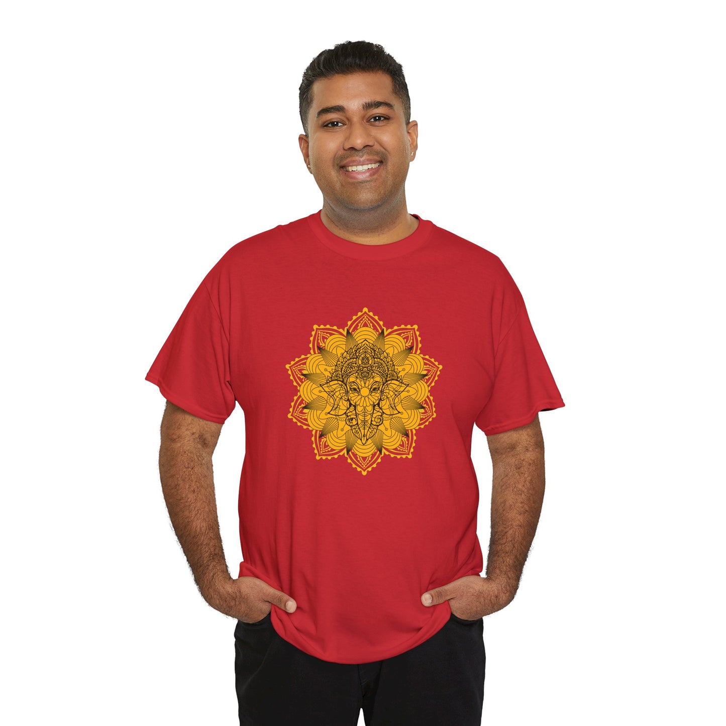 Unisex Heavy Cotton Tee-Ganesha Mandala