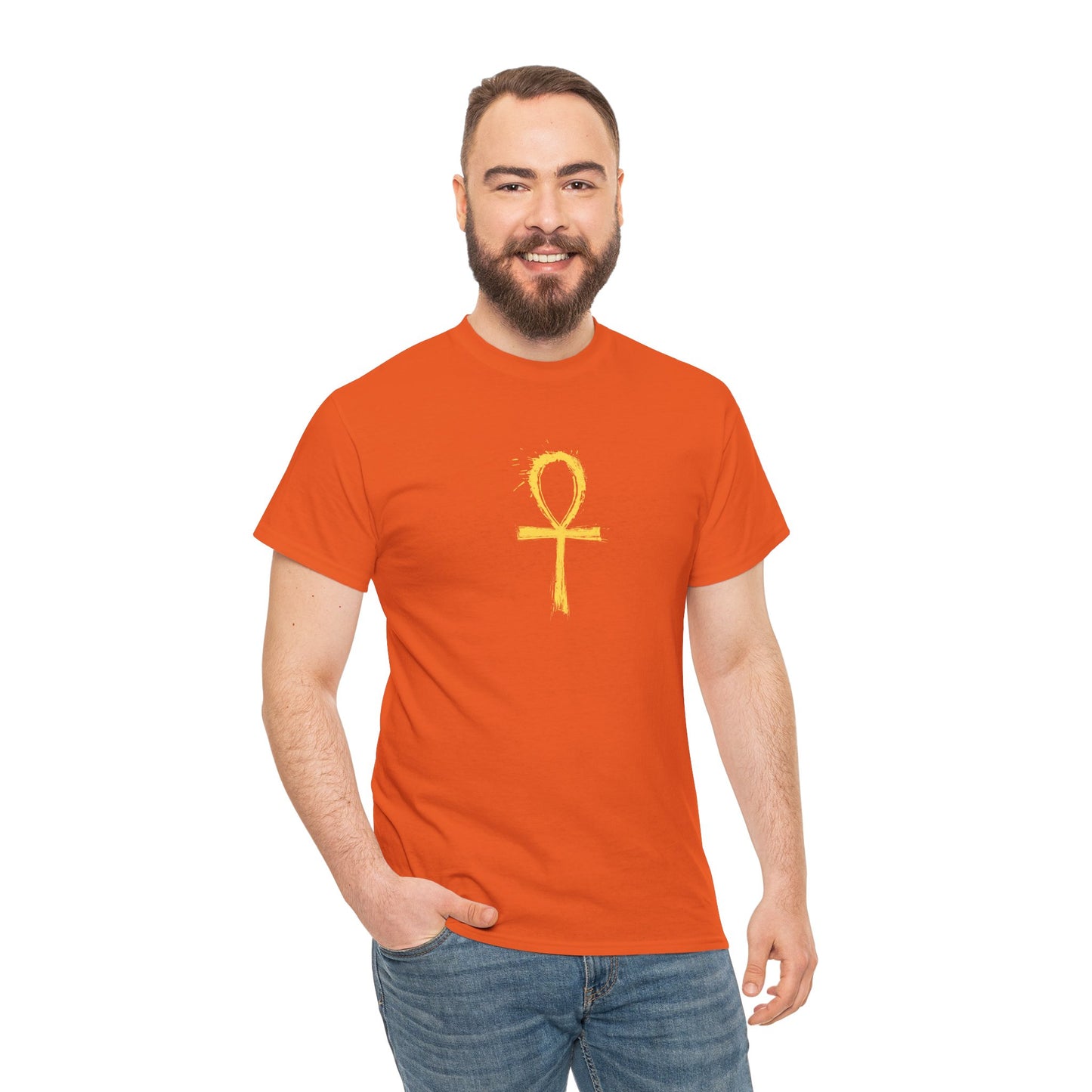 Unisex Heavy Cotton Tee-Golden Ankh