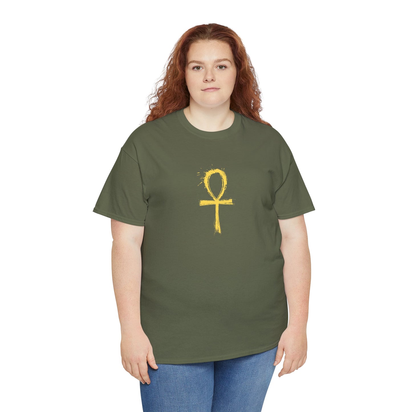 Unisex Heavy Cotton Tee-Golden Ankh