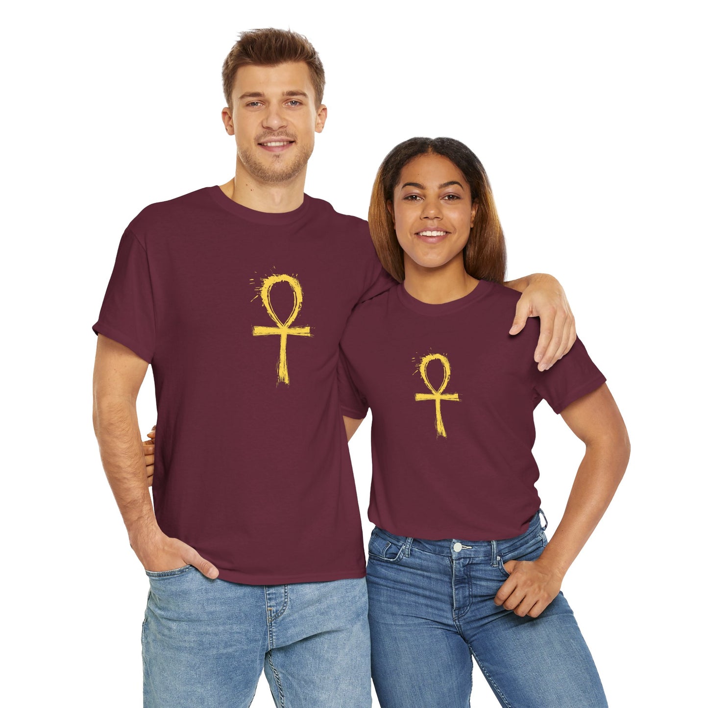 Unisex Heavy Cotton Tee-Golden Ankh