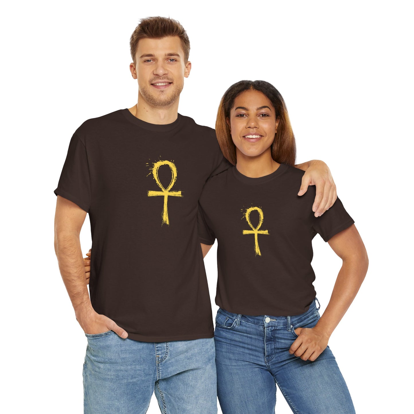 Unisex Heavy Cotton Tee-Golden Ankh