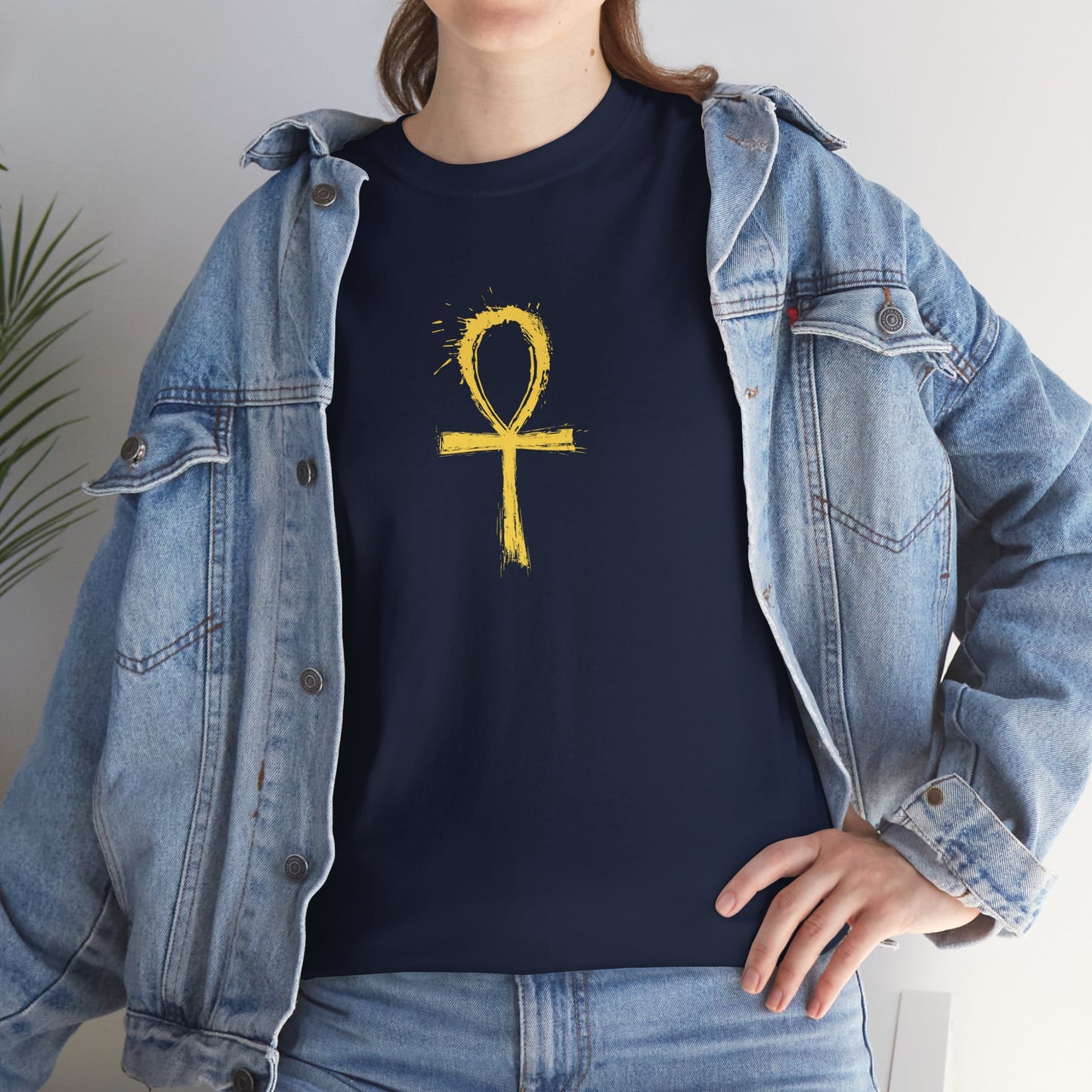 Unisex Heavy Cotton Tee-Golden Ankh