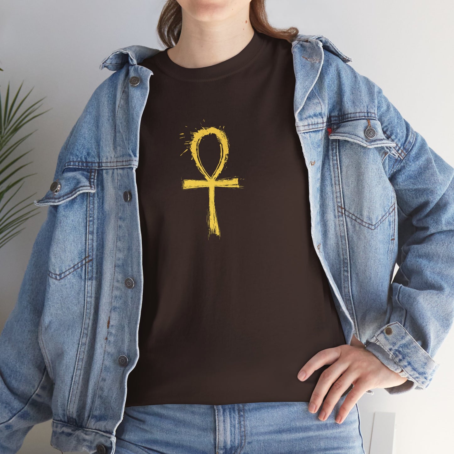 Unisex Heavy Cotton Tee-Golden Ankh