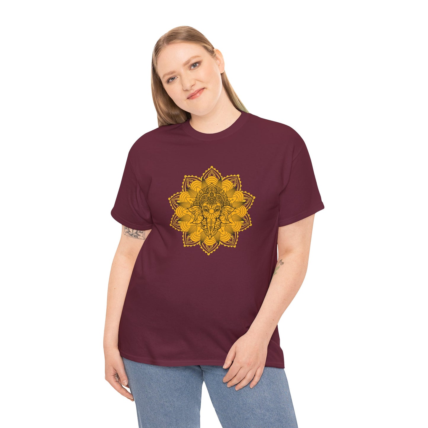 Unisex Heavy Cotton Tee-Ganesha Mandala