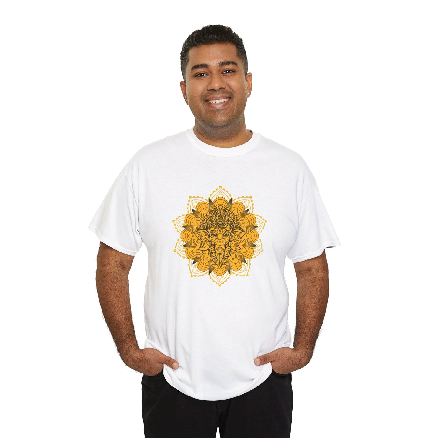 Unisex Heavy Cotton Tee-Ganesha Mandala