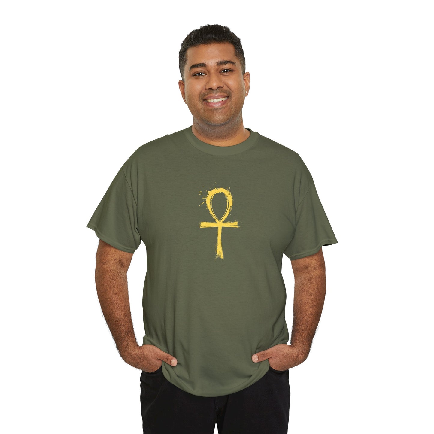 Unisex Heavy Cotton Tee-Golden Ankh