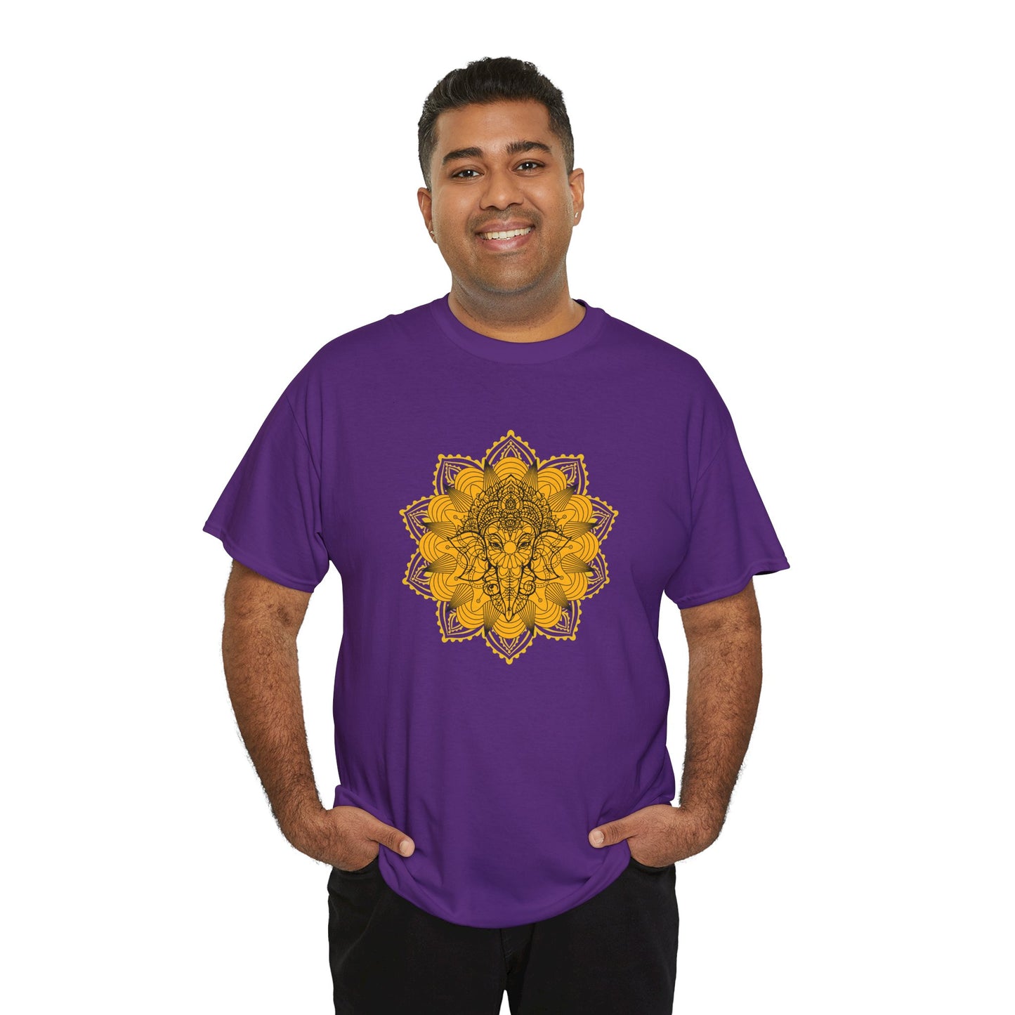 Unisex Heavy Cotton Tee-Ganesha Mandala