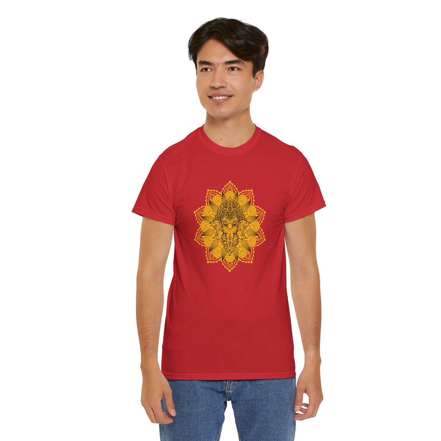 Unisex Heavy Cotton Tee-Ganesha Mandala