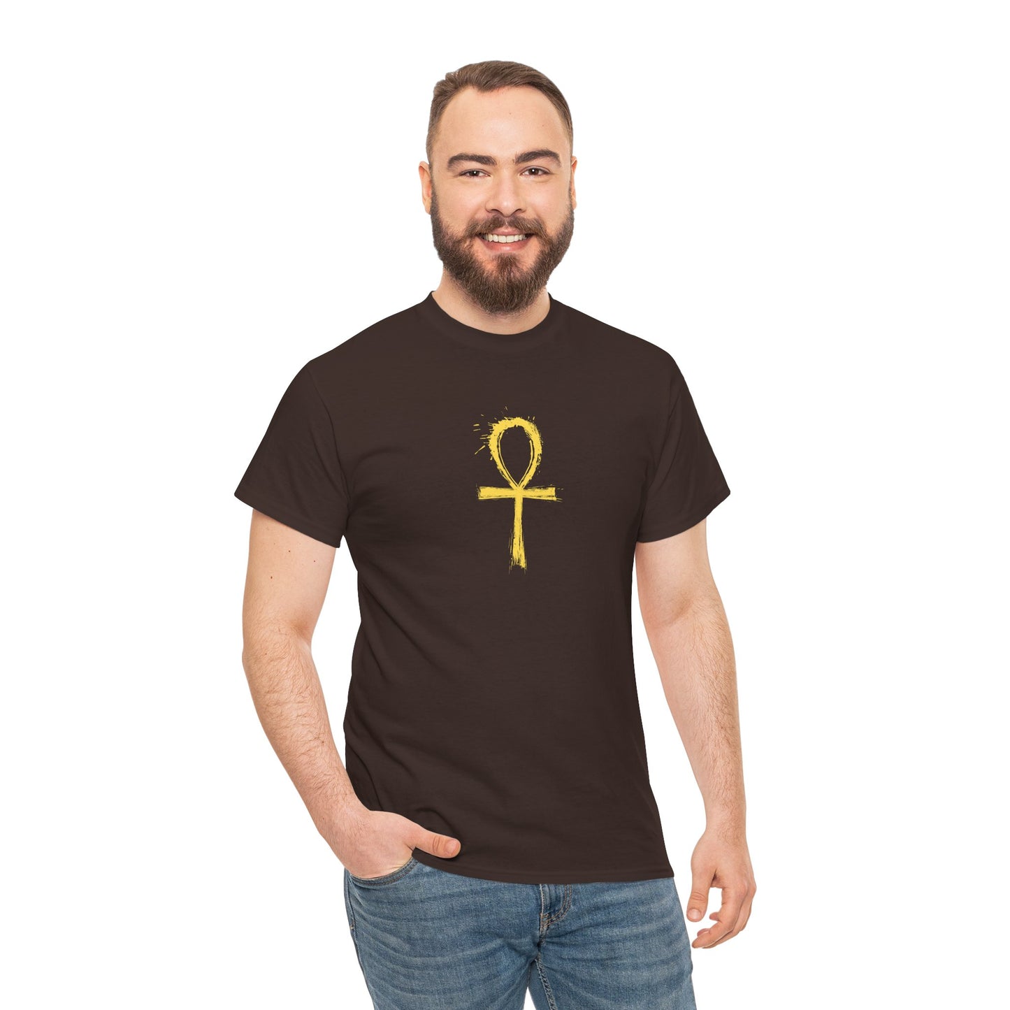 Unisex Heavy Cotton Tee-Golden Ankh
