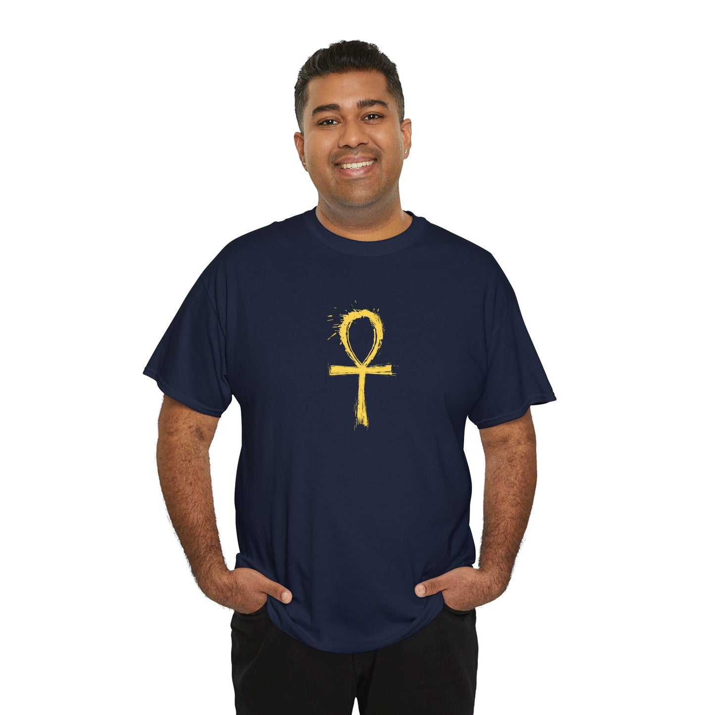 Unisex Heavy Cotton Tee-Golden Ankh