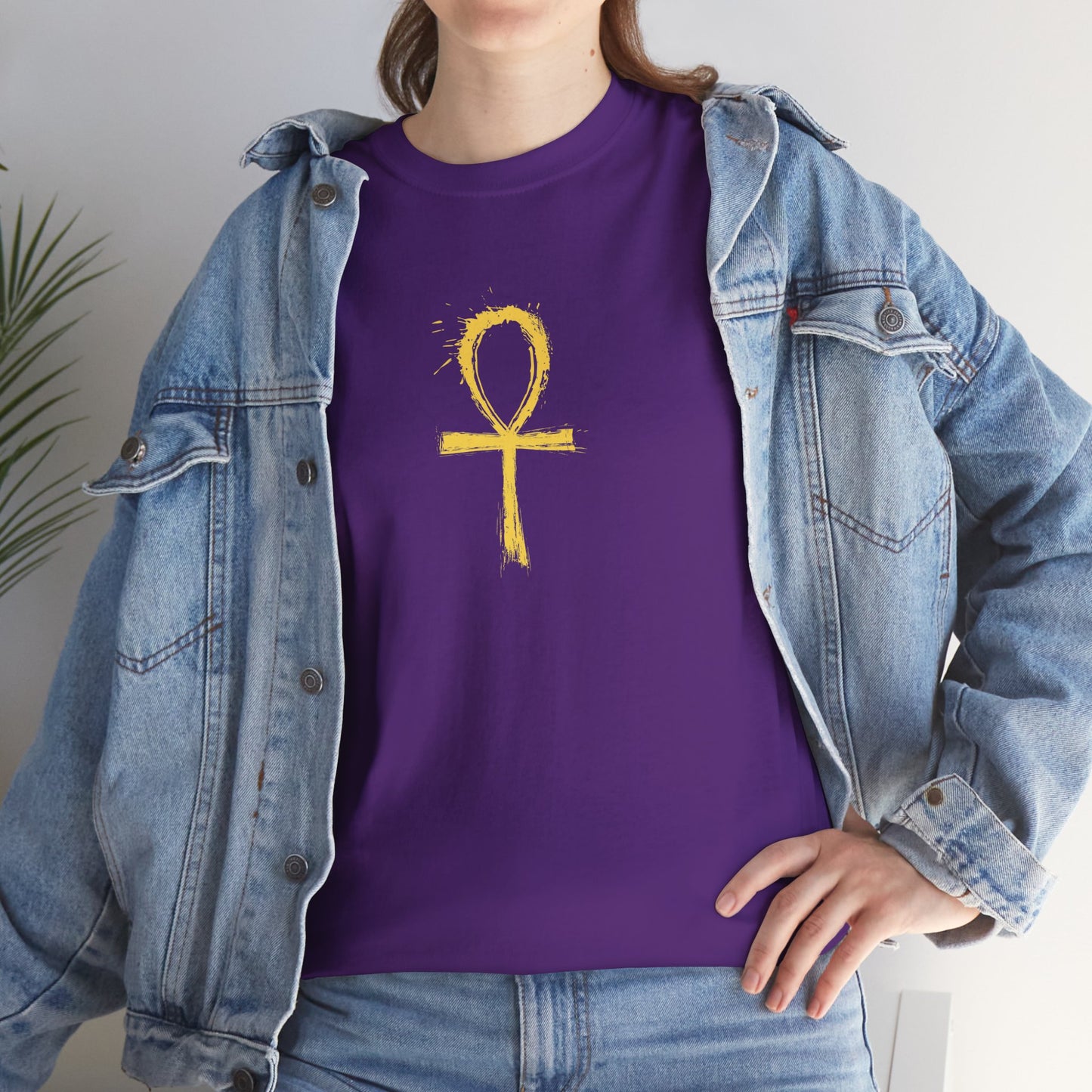 Unisex Heavy Cotton Tee-Golden Ankh