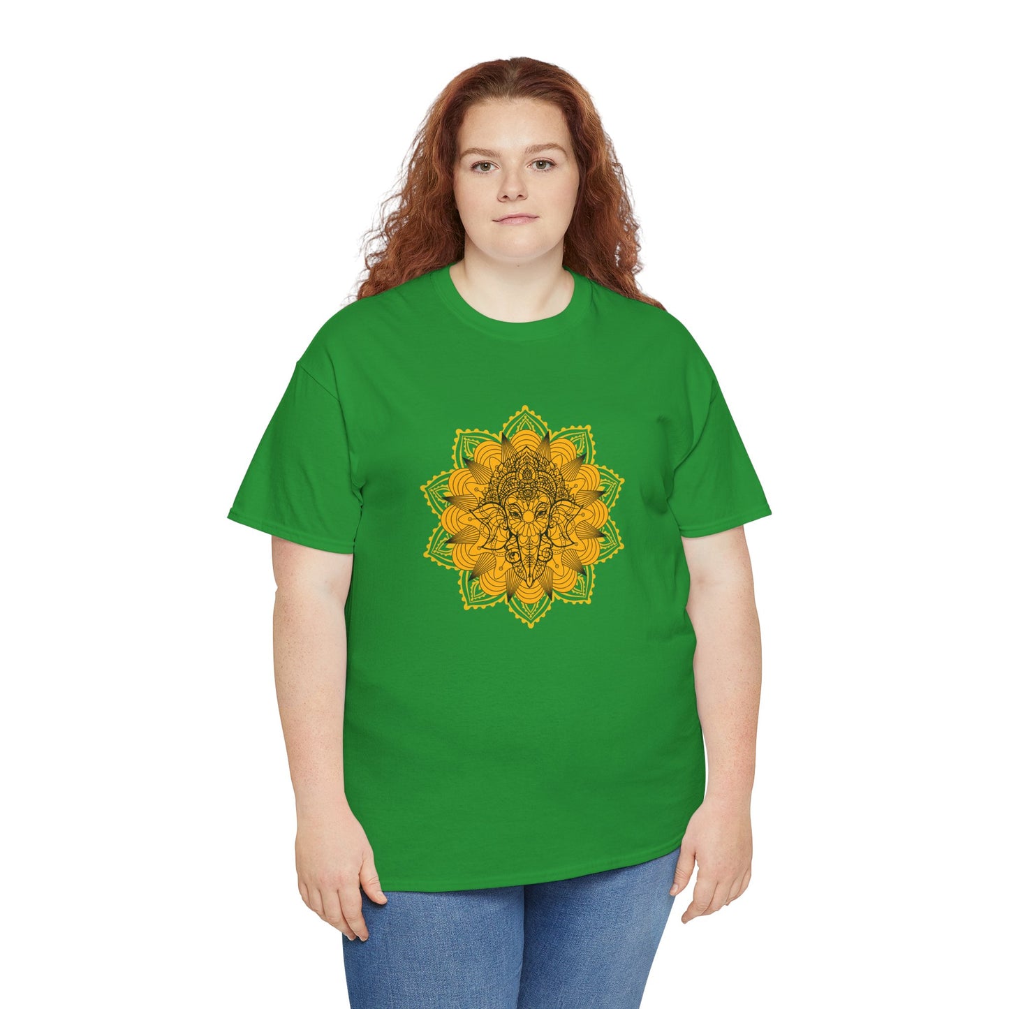 Unisex Heavy Cotton Tee-Ganesha Mandala