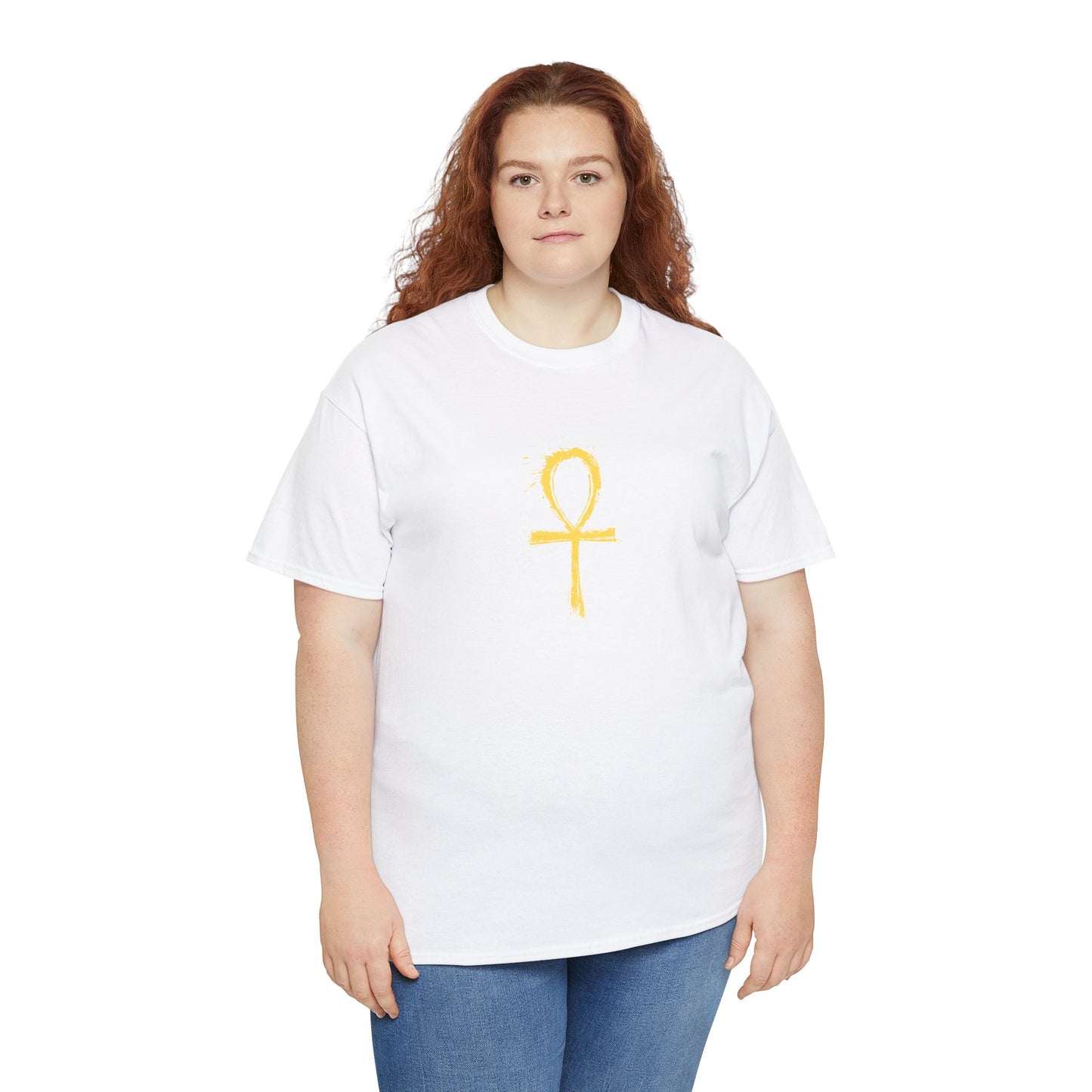 Unisex Heavy Cotton Tee-Golden Ankh