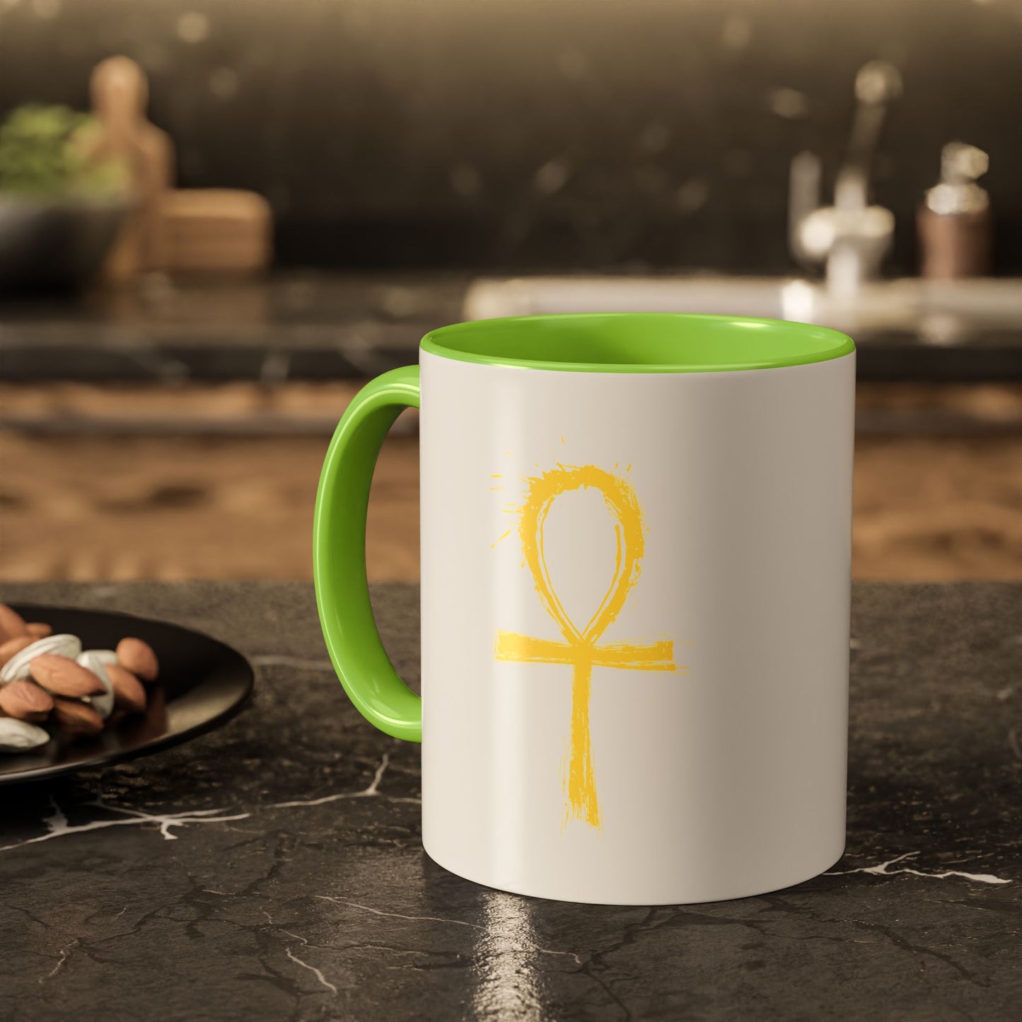 Colorful Mugs, 11oz-Golden Ankh