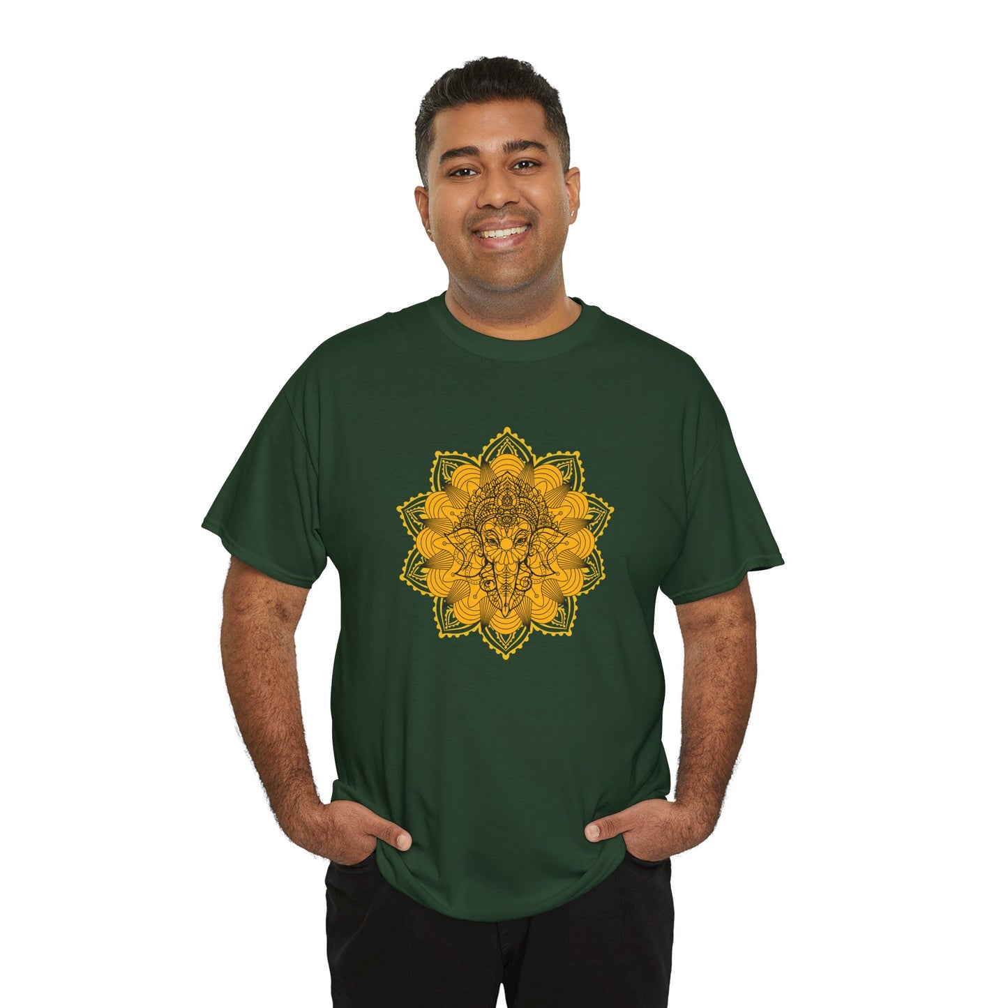 Unisex Heavy Cotton Tee-Ganesha Mandala