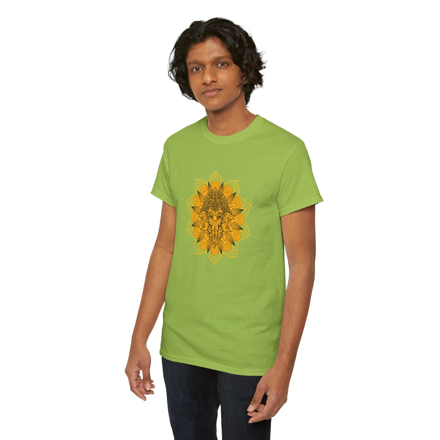Unisex Heavy Cotton Tee-Ganesha Mandala