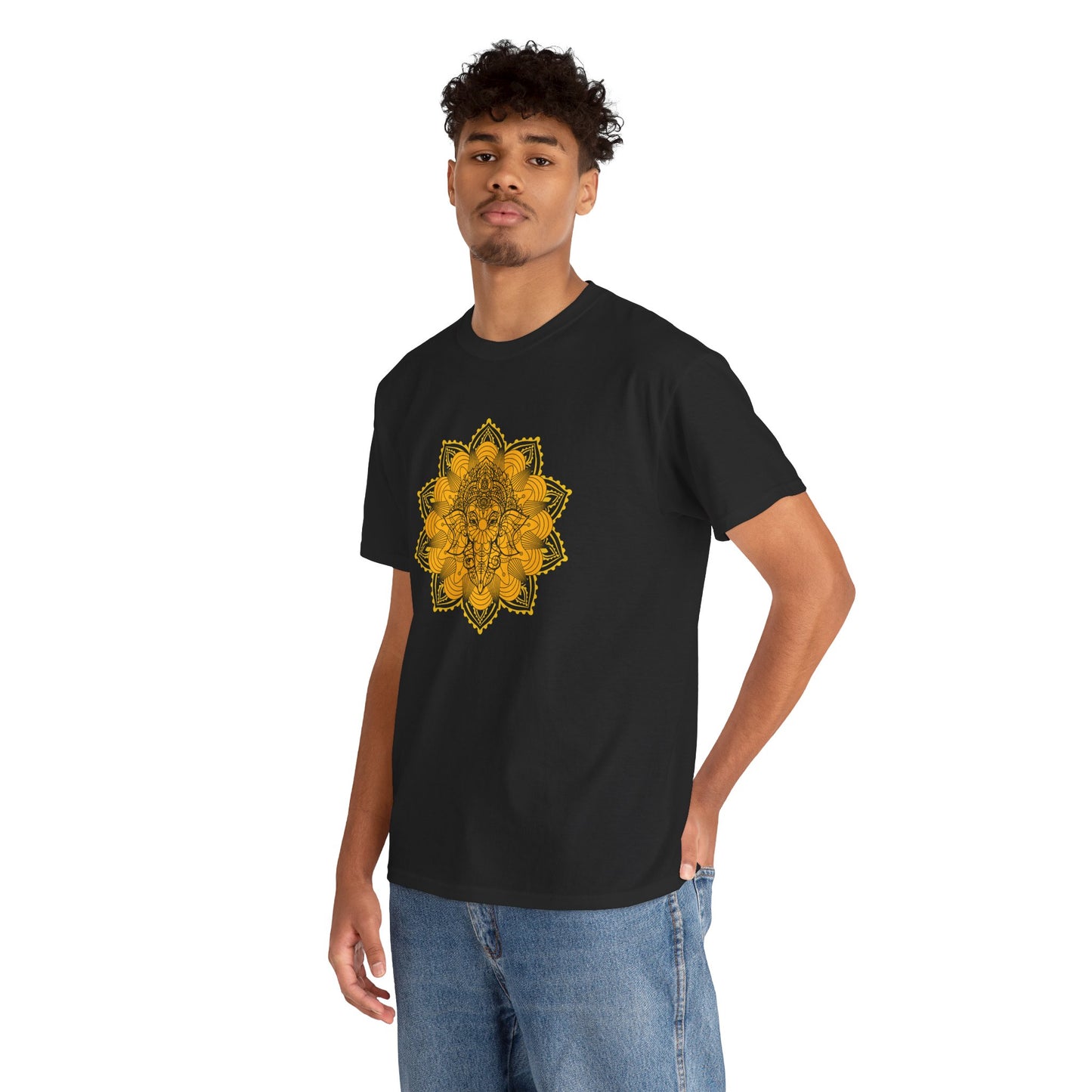 Unisex Heavy Cotton Tee-Ganesha Mandala