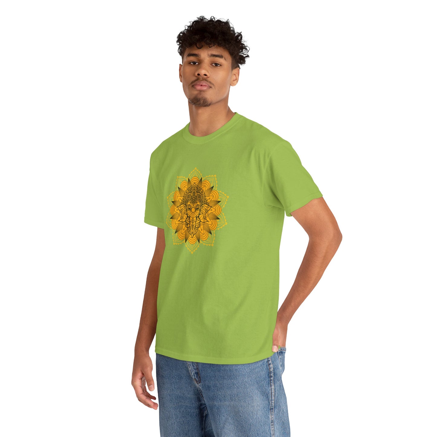 Unisex Heavy Cotton Tee-Ganesha Mandala