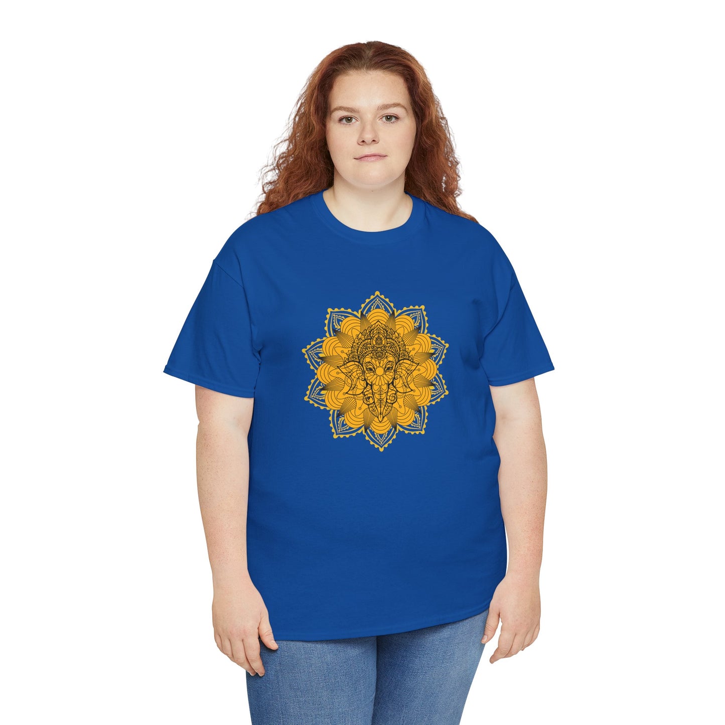 Unisex Heavy Cotton Tee-Ganesha Mandala