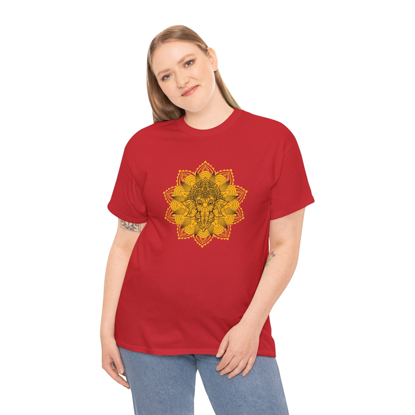 Unisex Heavy Cotton Tee-Ganesha Mandala