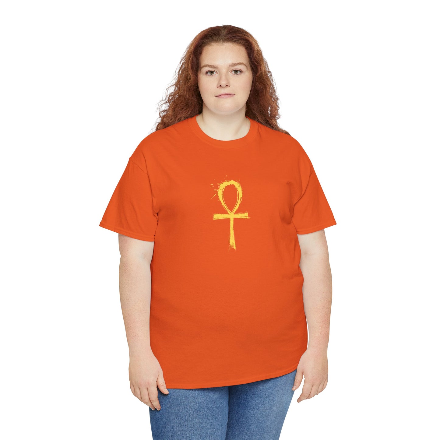 Unisex Heavy Cotton Tee-Golden Ankh