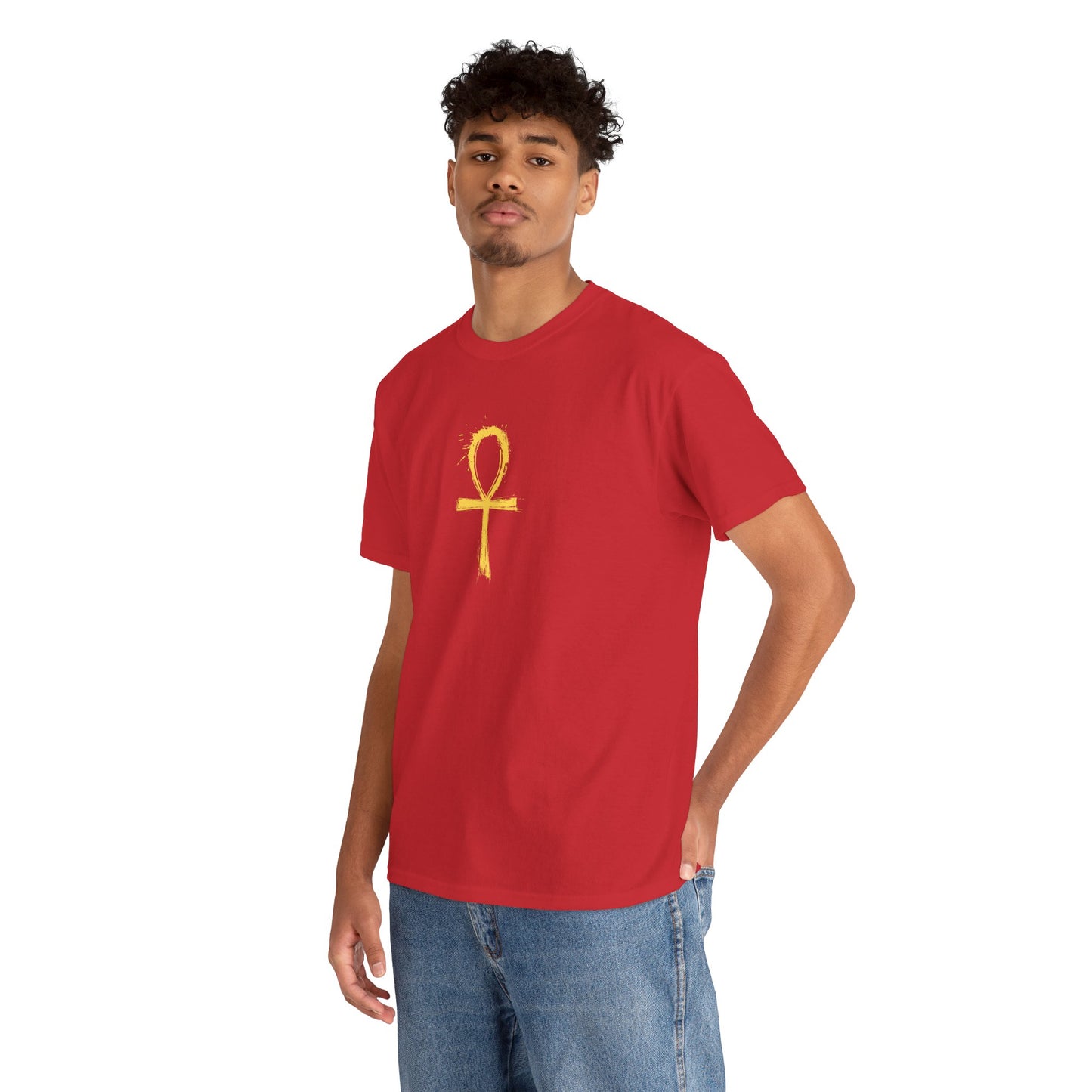Unisex Heavy Cotton Tee-Golden Ankh