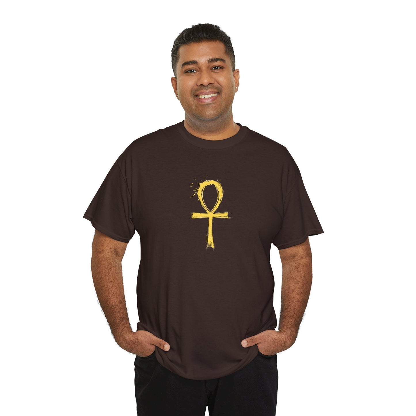 Unisex Heavy Cotton Tee-Golden Ankh