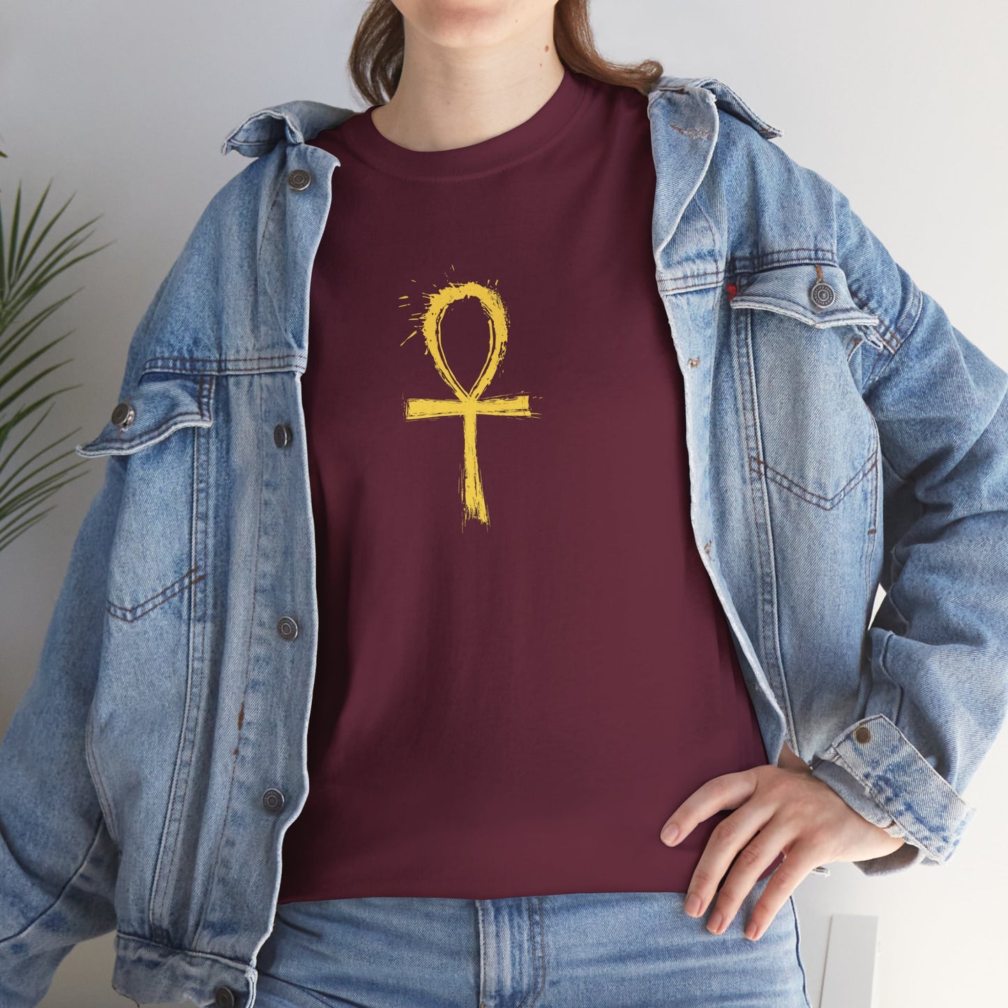 Unisex Heavy Cotton Tee-Golden Ankh