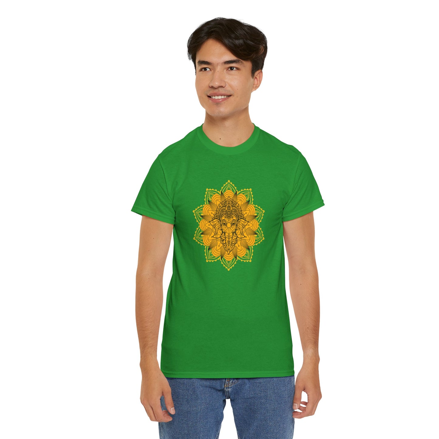 Unisex Heavy Cotton Tee-Ganesha Mandala