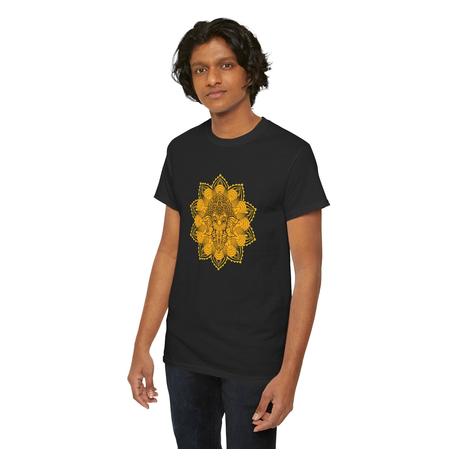 Unisex Heavy Cotton Tee-Ganesha Mandala