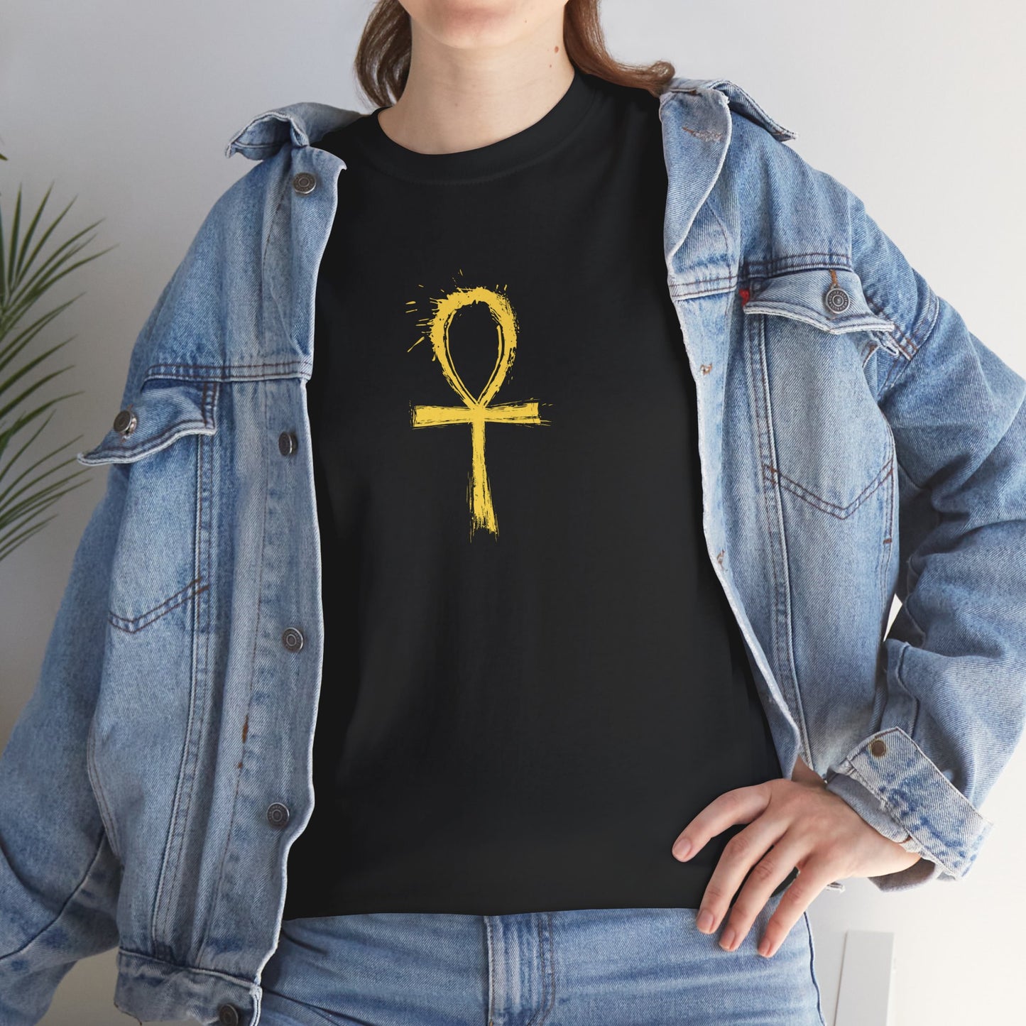 Unisex Heavy Cotton Tee-Golden Ankh