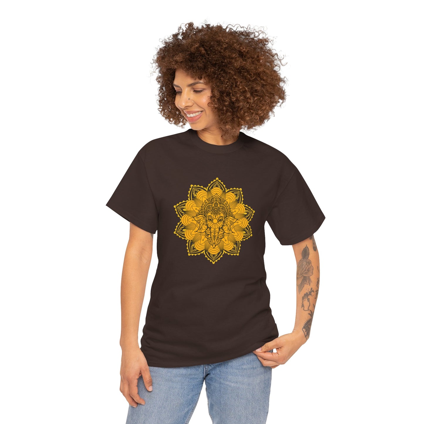 Unisex Heavy Cotton Tee-Ganesha Mandala
