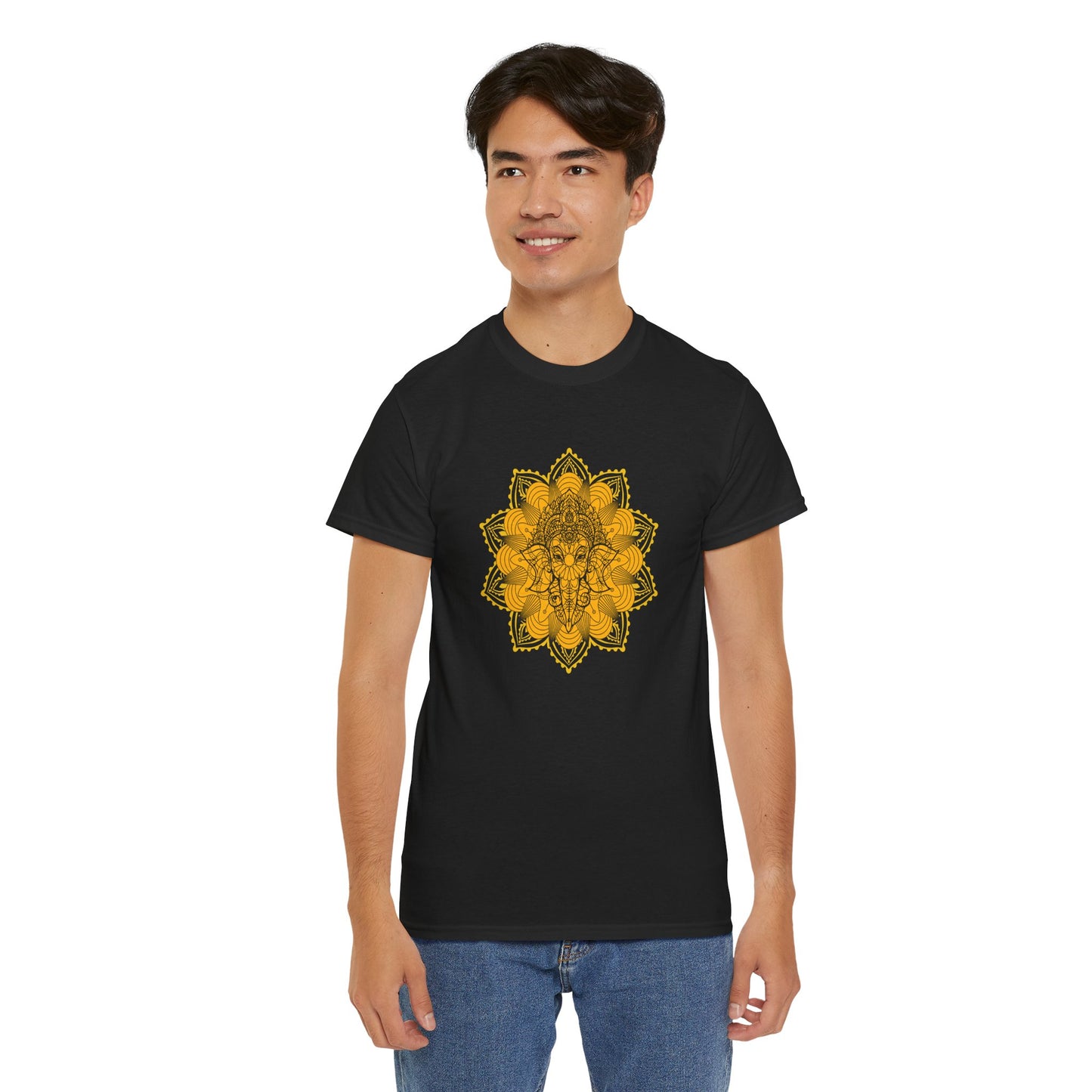 Unisex Heavy Cotton Tee-Ganesha Mandala