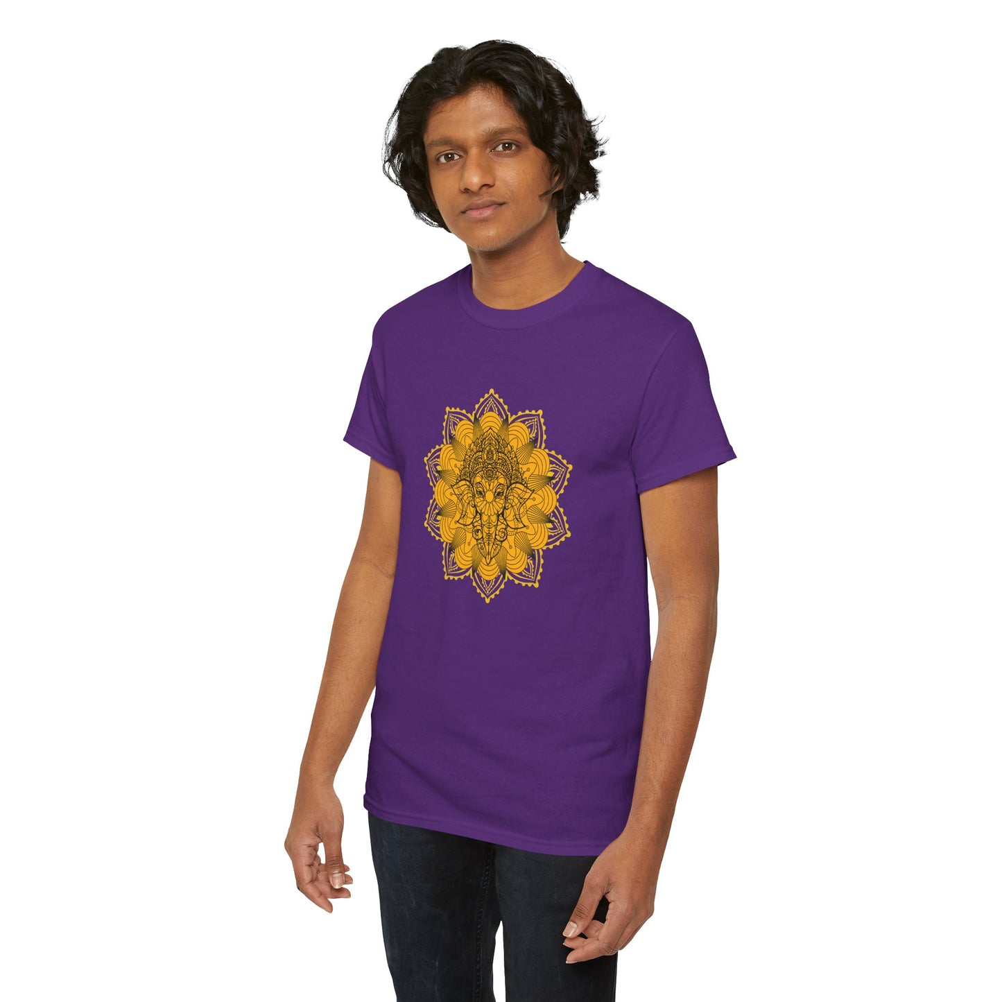 Unisex Heavy Cotton Tee-Ganesha Mandala