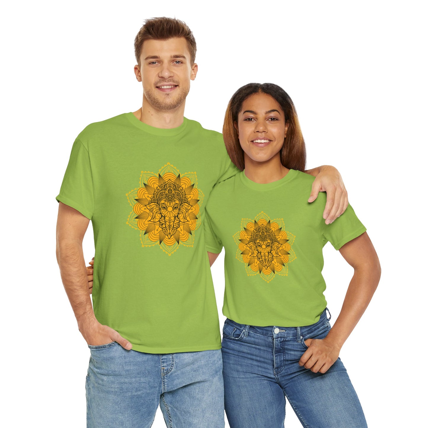 Unisex Heavy Cotton Tee-Ganesha Mandala