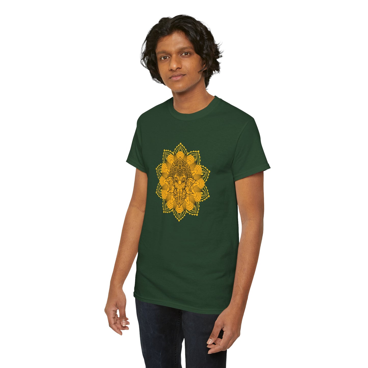 Unisex Heavy Cotton Tee-Ganesha Mandala