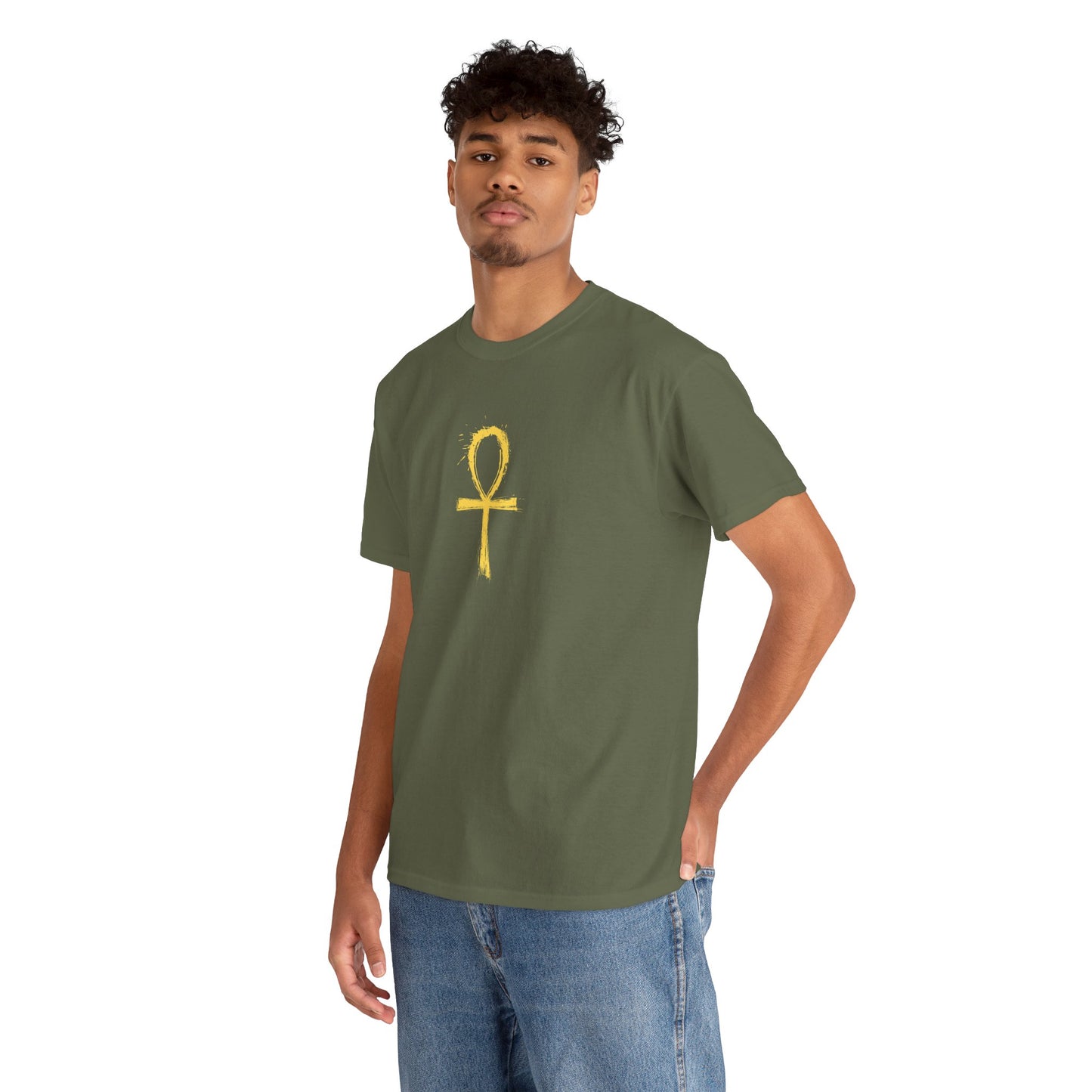 Unisex Heavy Cotton Tee-Golden Ankh